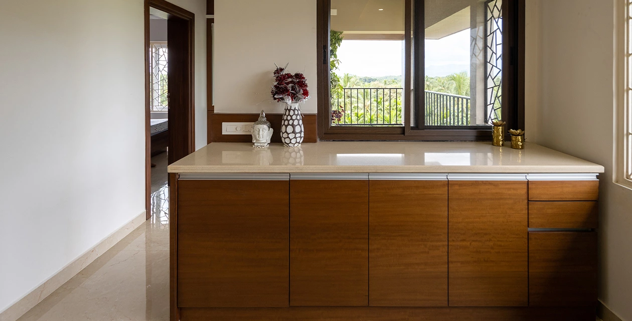 Custom living room TV cabinet in a two-storey villa