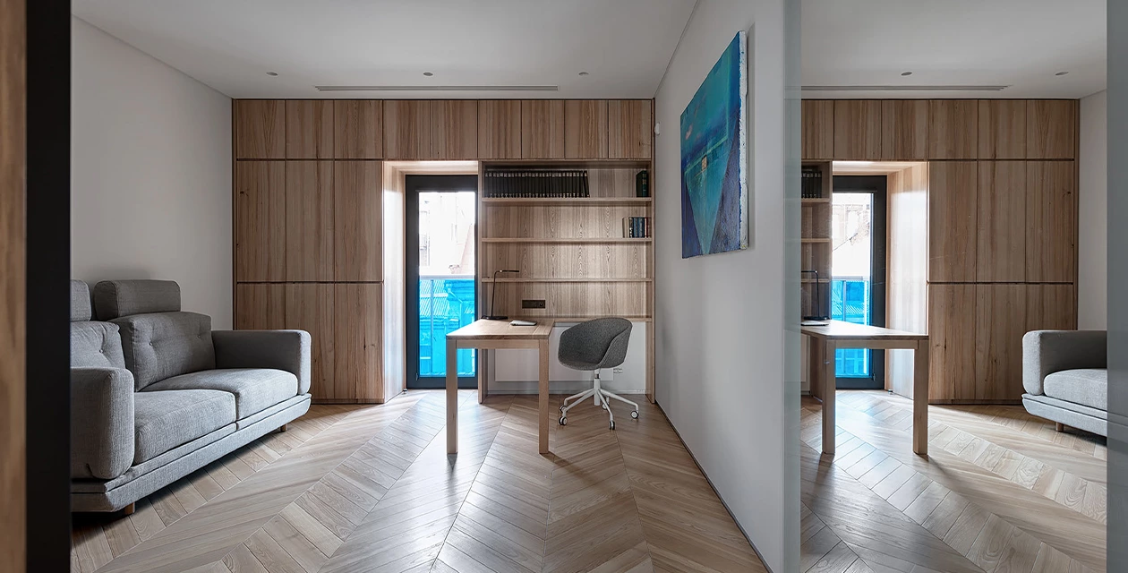Built-in storage detail in the Moscow apartment project