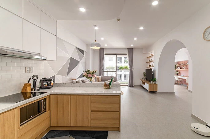 L-Shaped Kitchen Cabinetry for a Ho Chi Minh City Apartment