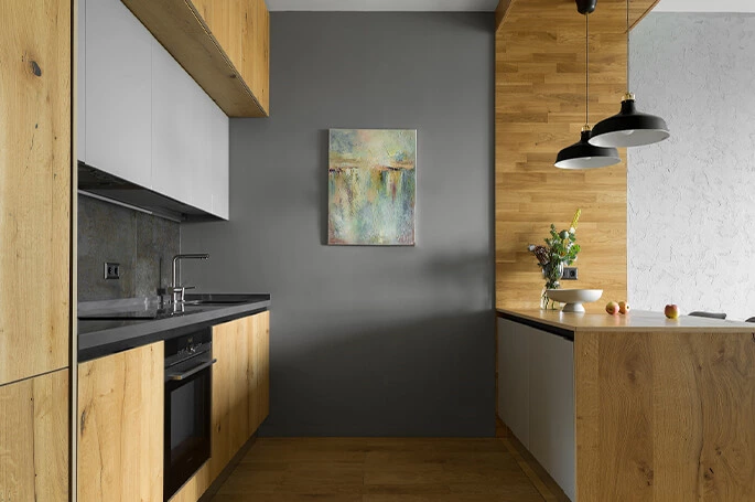 Grey Oak Kitchen Cabinets for a Brasilia Apartment