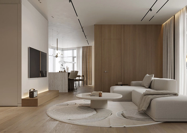 Large Space Warm Tone Modern Villa Whole House Cabinet Customization
