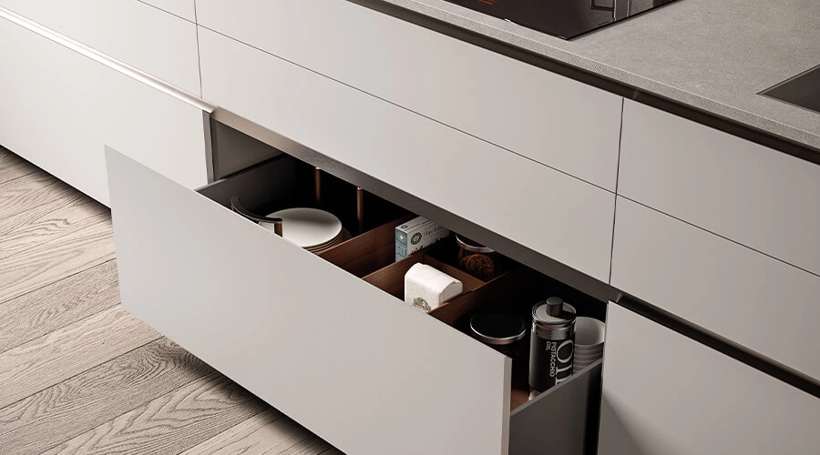 Large Space Open Melamine White Lacquer Cabinet With Wood Grain