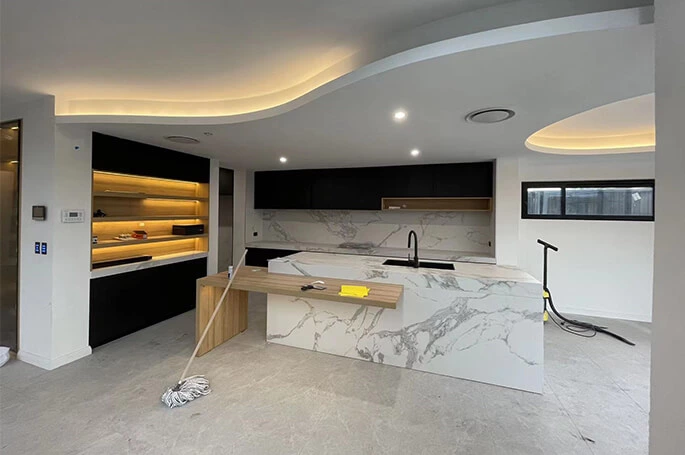 Minimalist Black Kitchen in a Sydney Duplex Villa