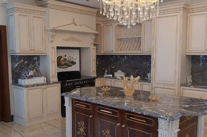 Cream Kitchen Cabinets: Shenzhen China Villa Project