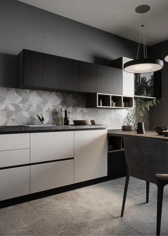 Modern Lacquered Open White Kitchen Cabinets