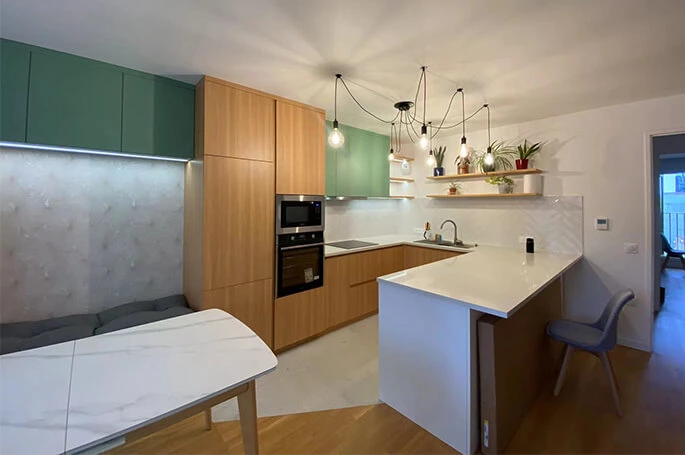 Blue Kitchen Cabinets in a Melbourne Apartment Project