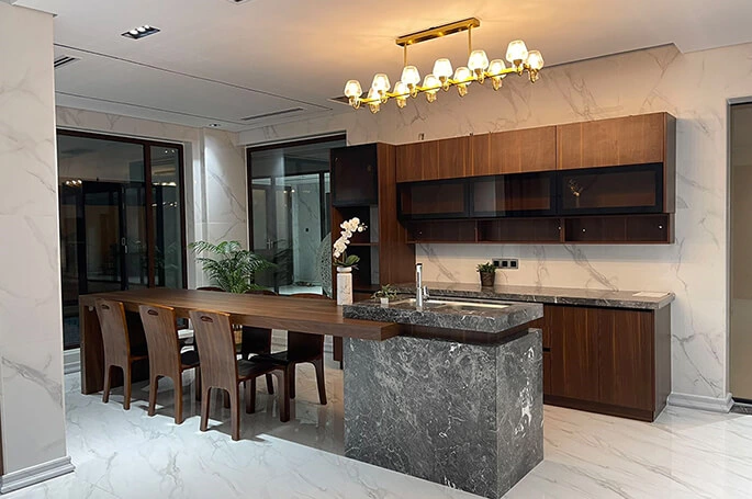Dark Wood Glass Kitchen | South Africa Apartment Project