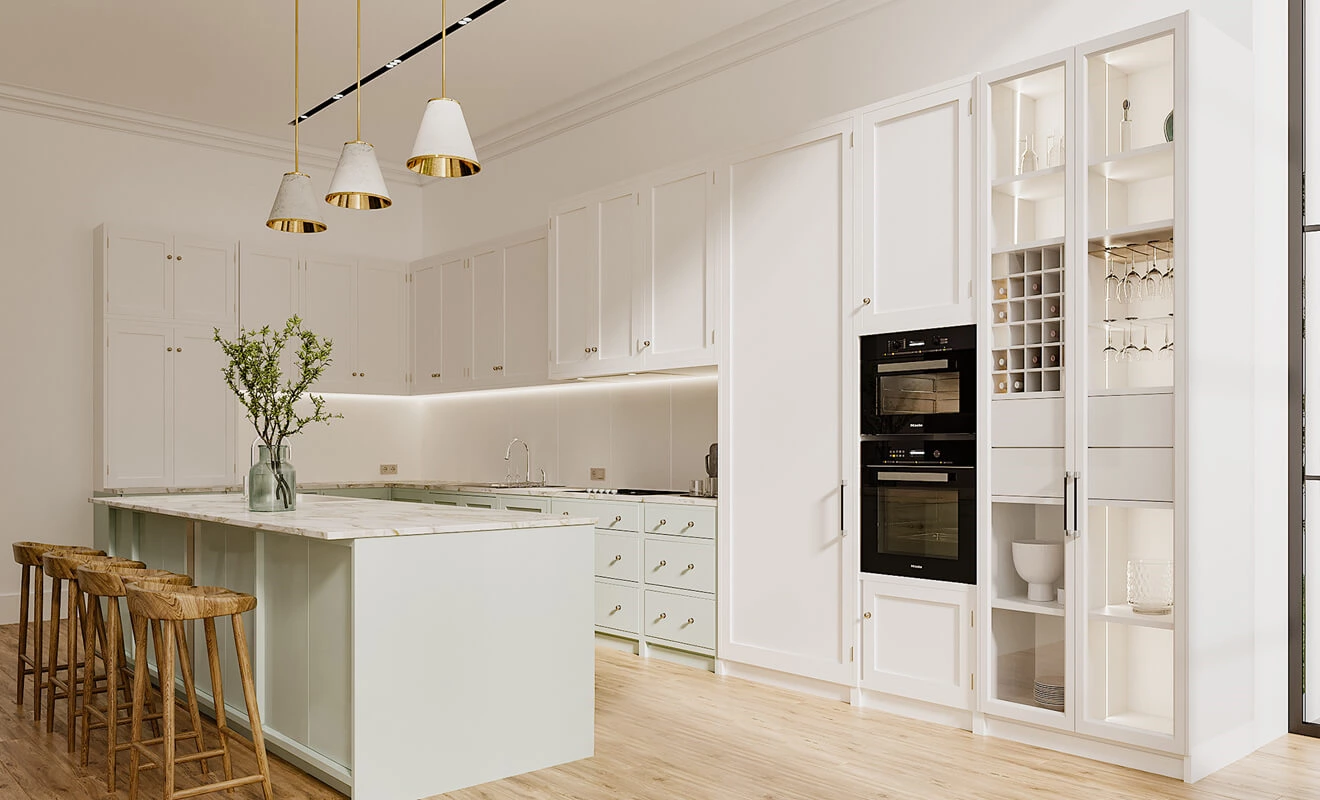 timeless white kitchen cabinet design with flexible hardware options