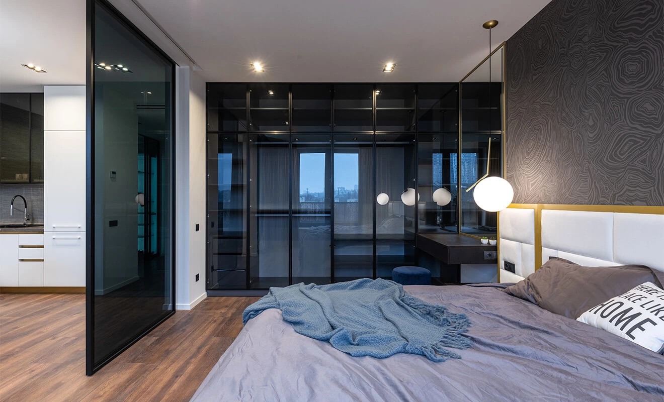custom wardrobe system with personalized door style and finish
