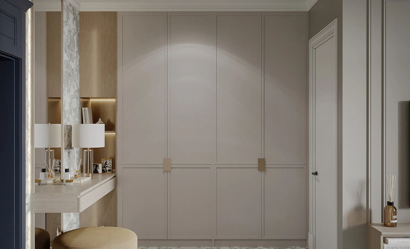 modern wardrobe design with custom color and material finish