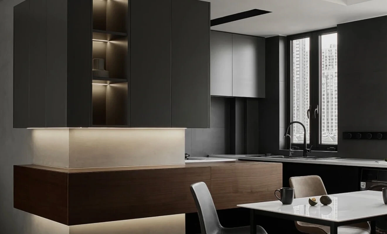 interspersed cabinet design for modern custom storage