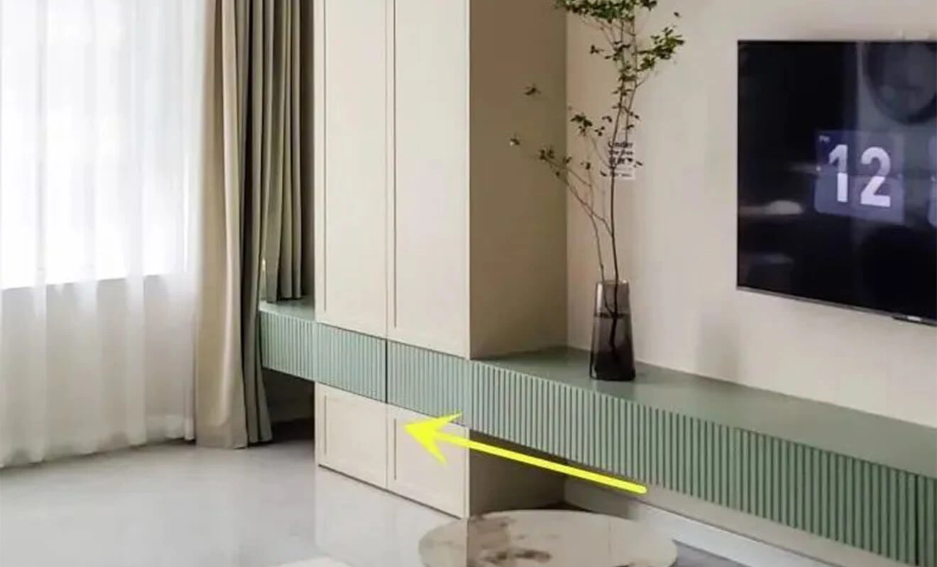 modern TV cabinet with interspersed storage modules
