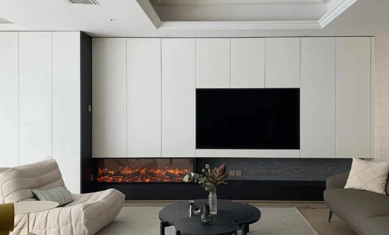 TV cabinet 80 20 storage principle with concealed and open shelves