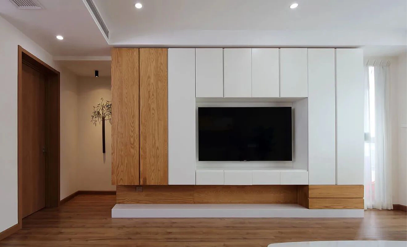 Closed TV wall cabinet storage for a clean living room Closed TV wall cabinet storage for a clean living room