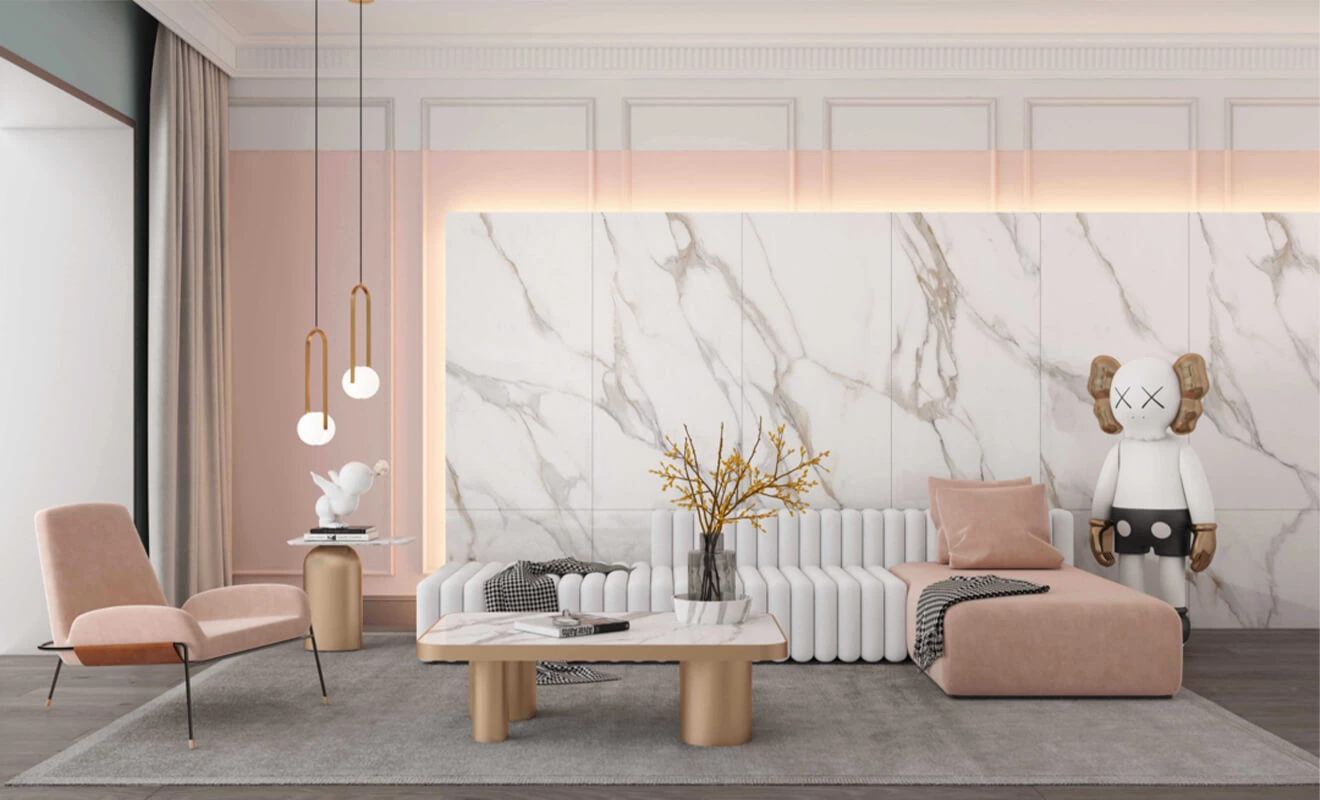 Marble background wall displaying natural color and veining Marble background wall displaying natural color and veining