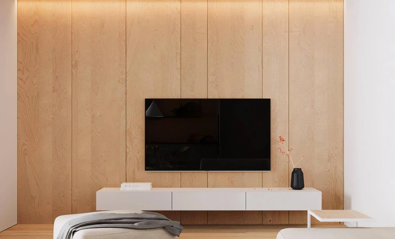 MDF wall panel design for a high-ceiling interior MDF wall panel design for a high-ceiling interior