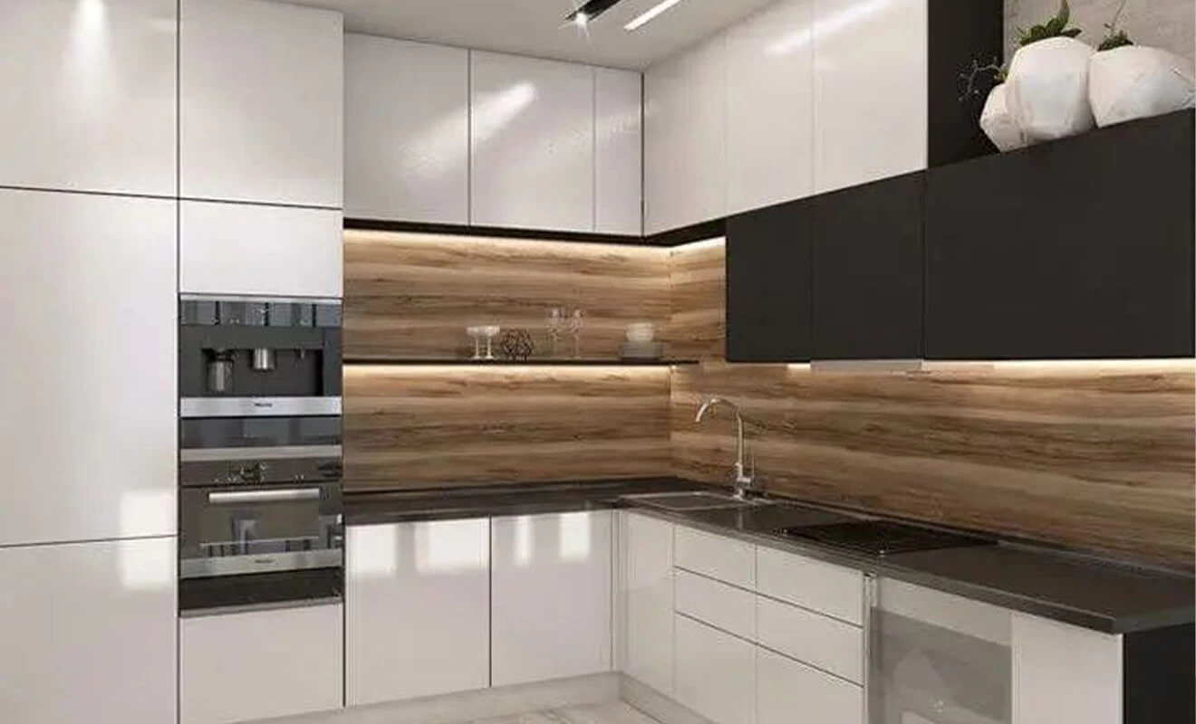Acrylic kitchen cabinet doors with a clean high-gloss finish Acrylic kitchen cabinet doors with a clean high-gloss finish