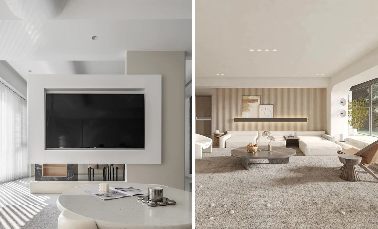 Soft cream home decor style with warm neutral finishes Soft cream home decor style with warm neutral finishes