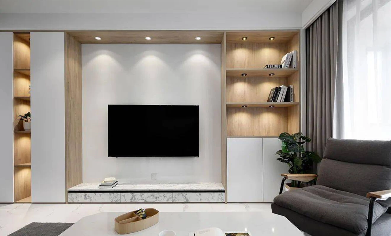 Floor-standing TV cabinet design against a living room wall Floor-standing TV cabinet design against a living room wall