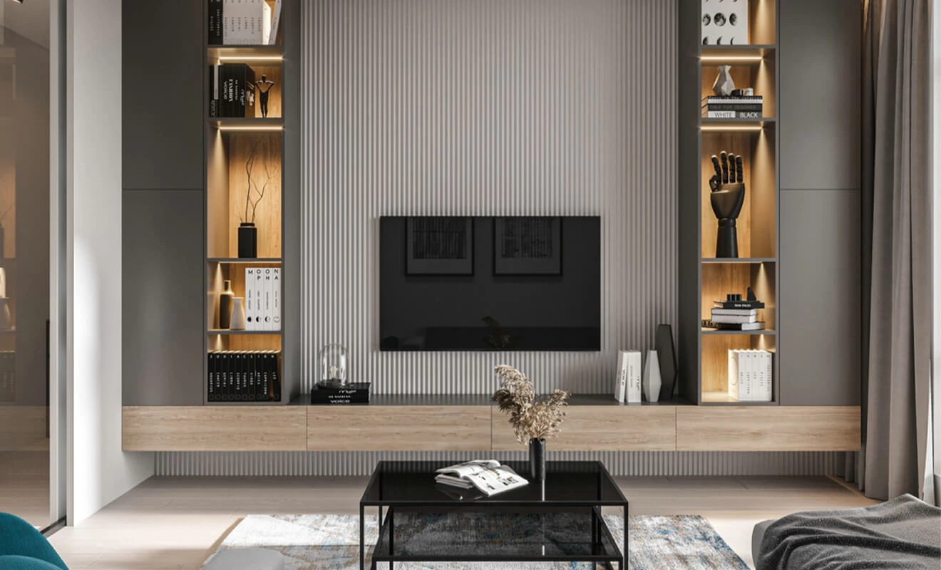 Wood TV cabinet with practical living room storage Wood TV cabinet with practical living room storage