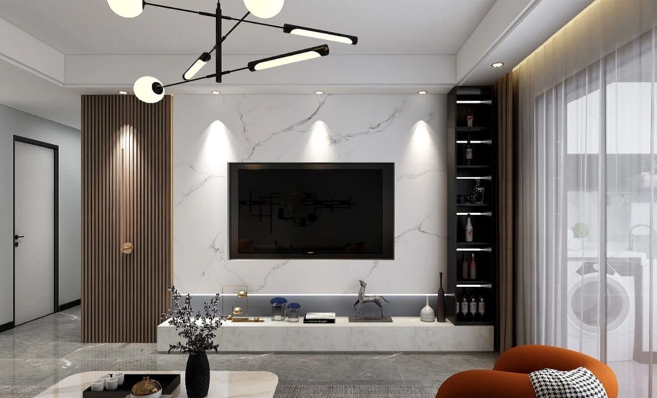 Stone TV cabinet design with a premium decorative finish Stone TV cabinet design with a premium decorative finish