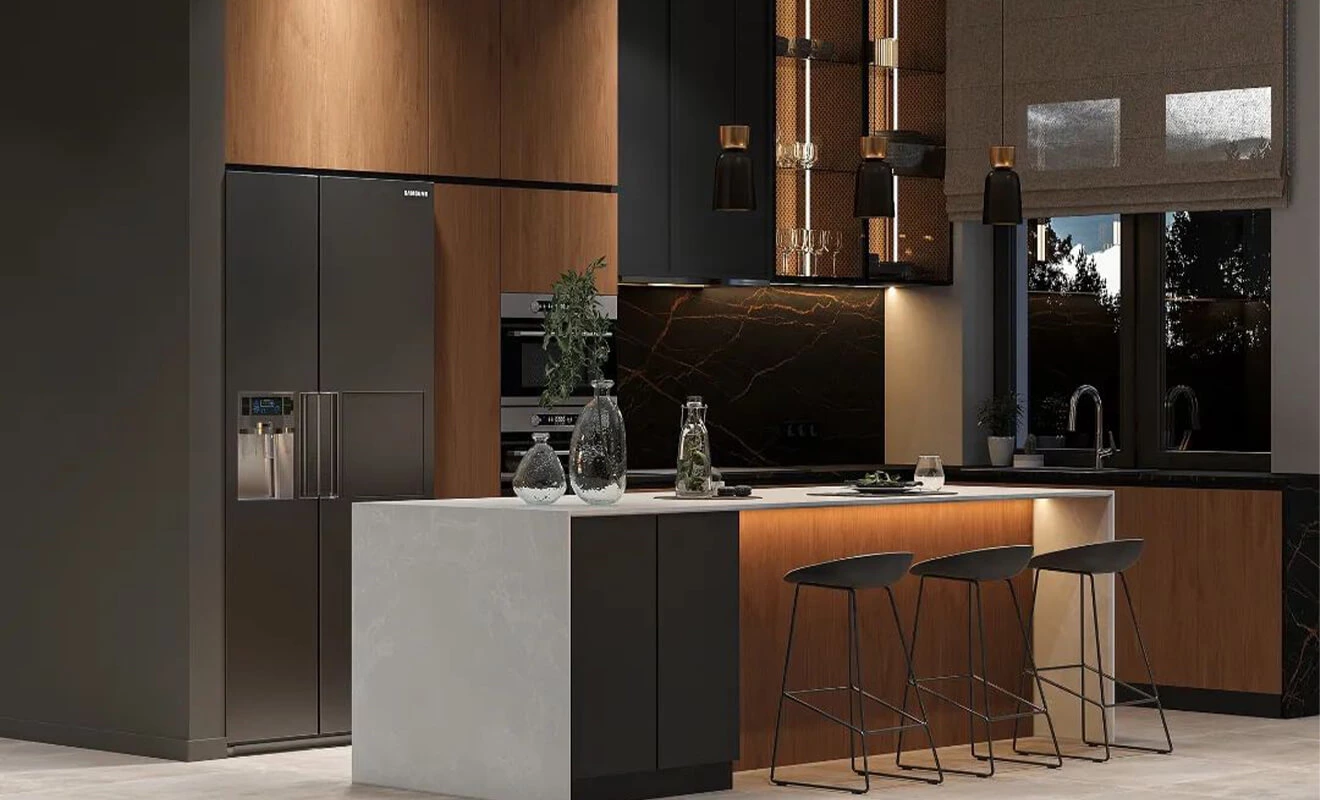 Minimalist luxury modern kitchen with refined materials Minimalist luxury modern kitchen with refined materials