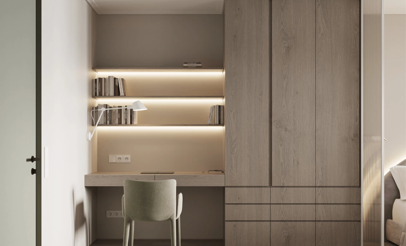 Custom wardrobe design for organized bedroom clothing storage