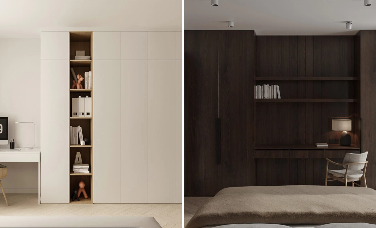 Custom bedroom wardrobe wall storage design