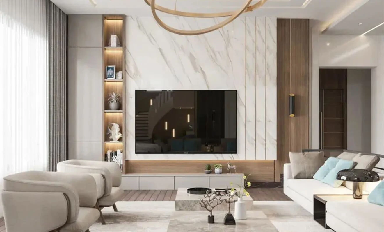 Custom TV wall cabinet with living room storage and display shelves Custom TV wall cabinet with living room storage and display shelves
