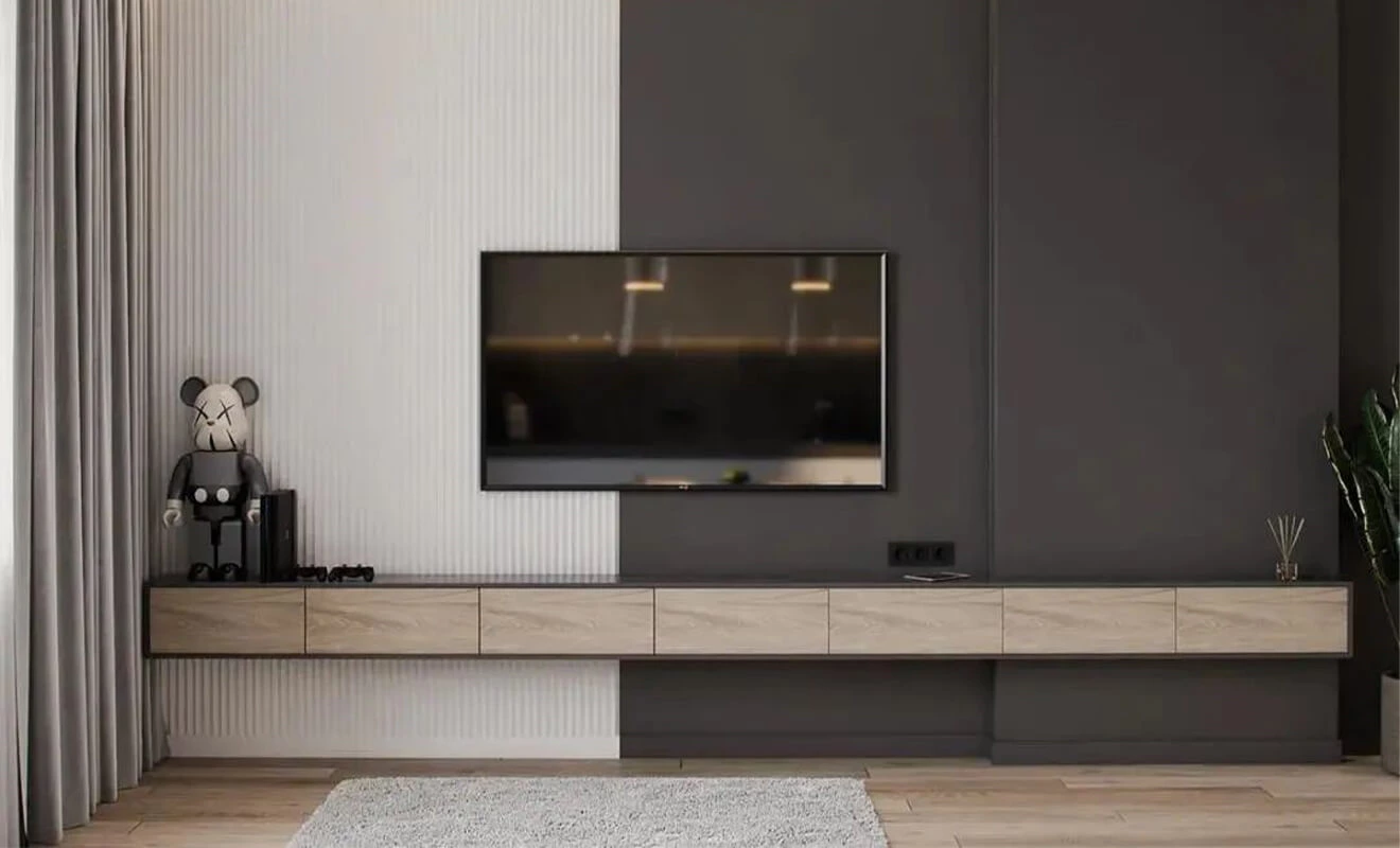 Minimalist suspended TV wall storage unit Minimalist suspended TV wall storage unit