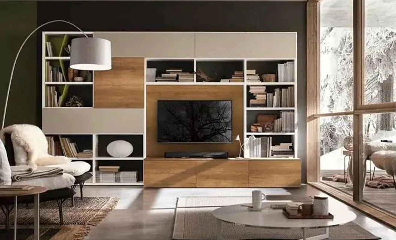 Custom TV wall storage for a contemporary living room Custom TV wall storage for a contemporary living room