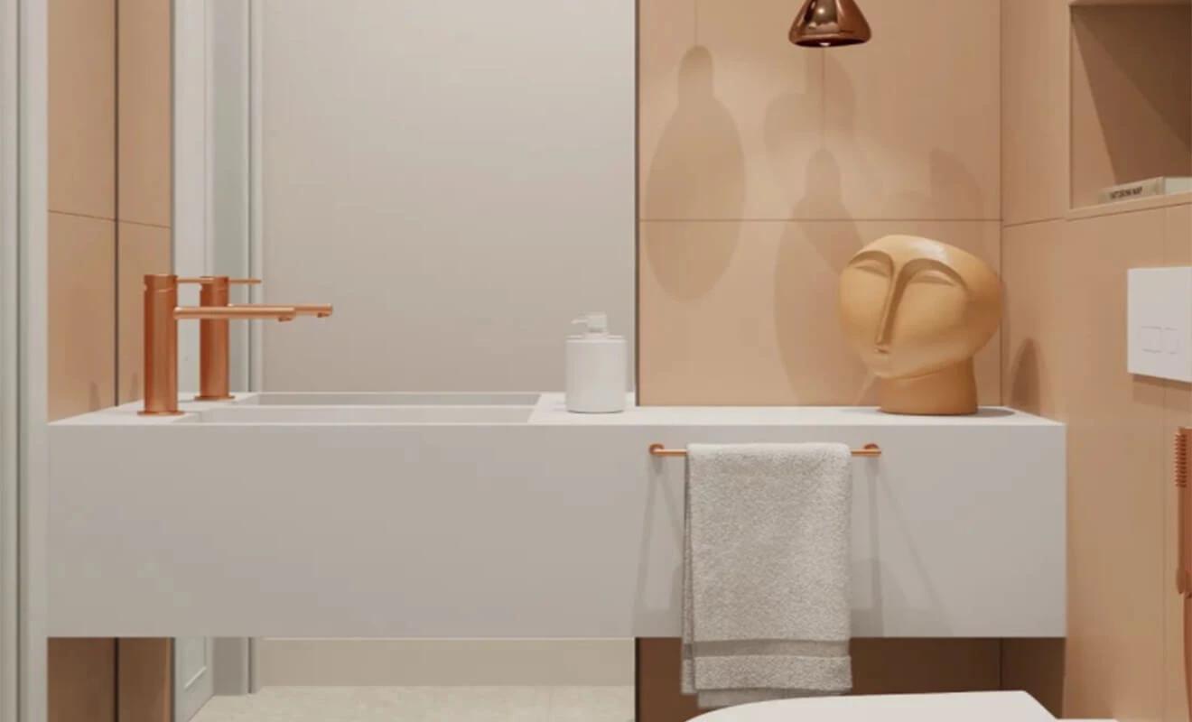 White bathroom cabinet design for a bright modern bathroom