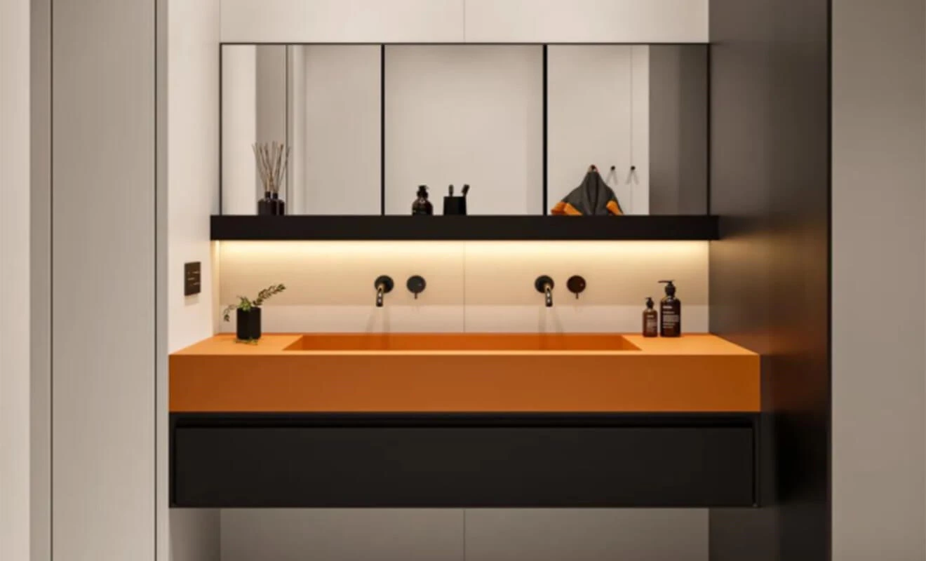 Colorful bathroom cabinet design for a lively modern space