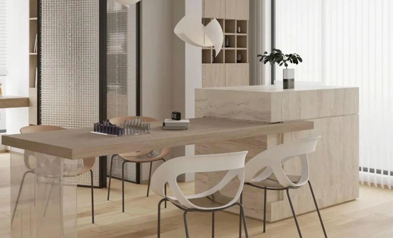 Kitchen island with dining table in a modern open-plan kitchen Kitchen island with dining table in a modern open-plan kitchen