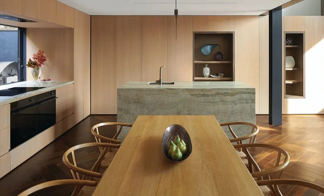 Wood countertop detail for a warm custom kitchen design