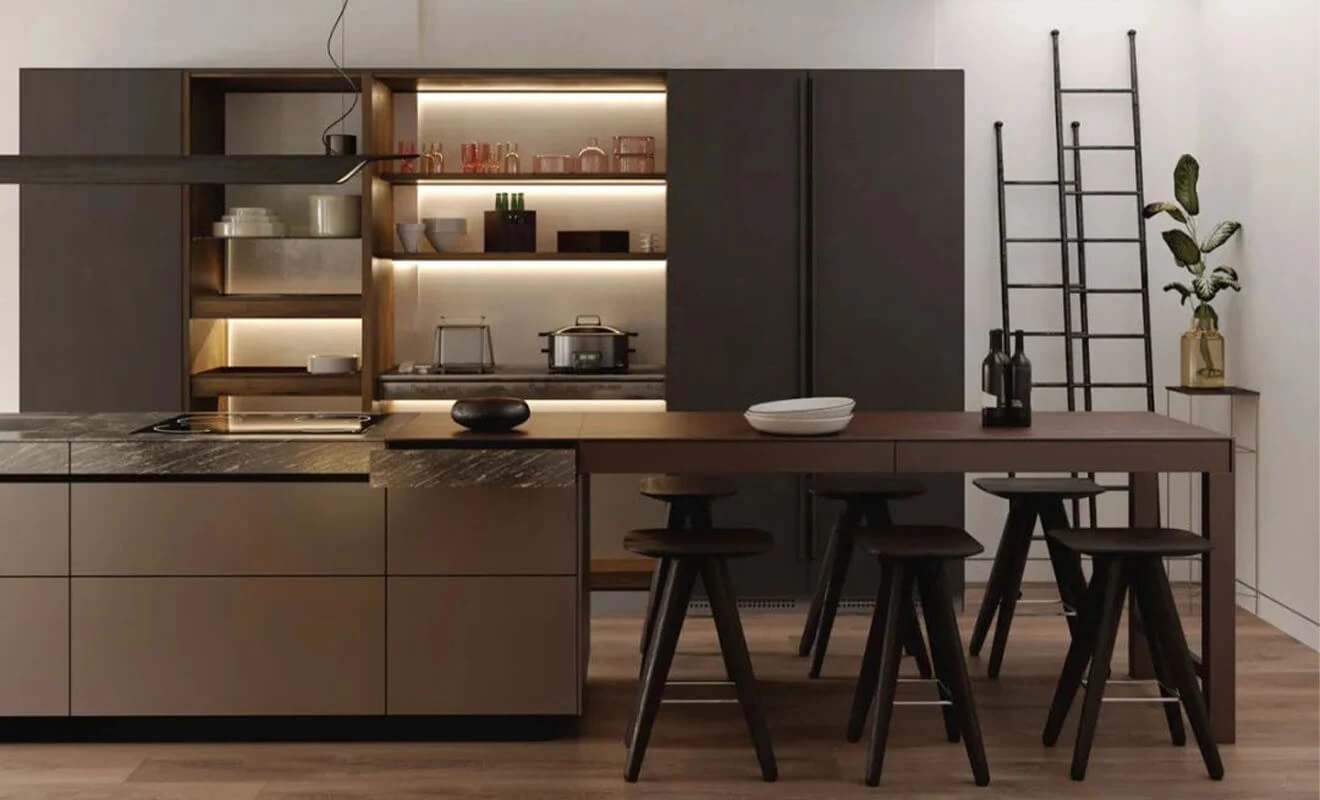 Extended kitchen bar countertop with seating overhang Extended kitchen bar countertop with seating overhang