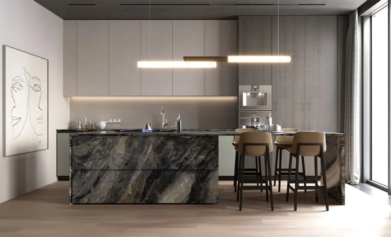 Island kitchen bar for open-plan family interaction Island kitchen bar for open-plan family interaction