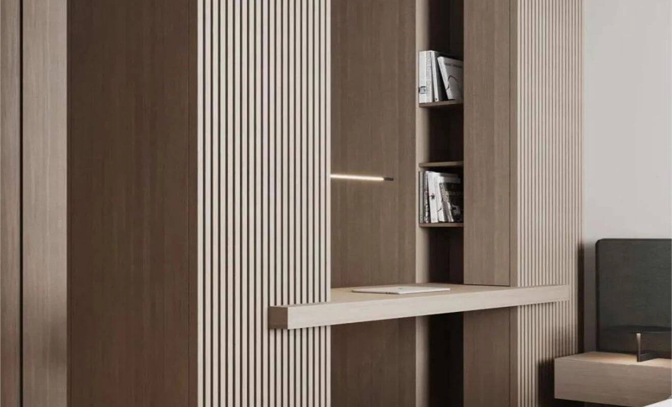 Custom cabinet design around a structural column Custom cabinet design around a structural column