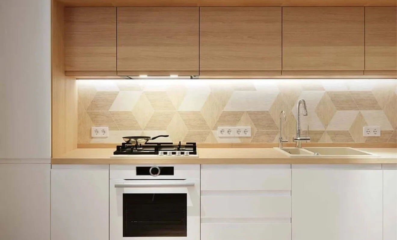 Sintered stone kitchen countertop with luxury thin profile