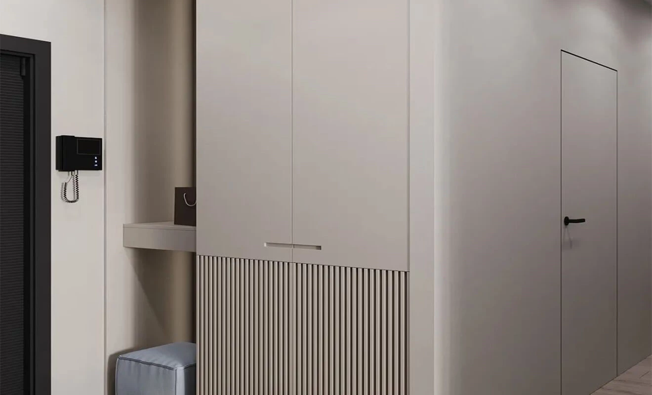 Full Height Entryway Cabinet Doors Full height entryway cabinet doors with integrated LED lighting