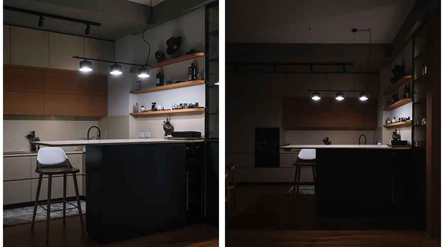Contemporary Style U Shaped Apartment Colored Kitchen Cabinets