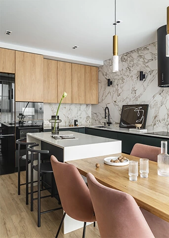 L Shaped Matte Lacquered Open Cupboard Kitchen