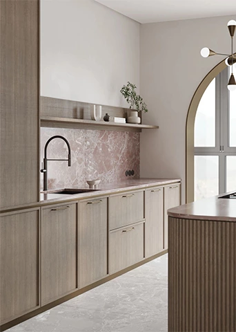 Vertical Grain Wood Cabinetry with Shaker Doors