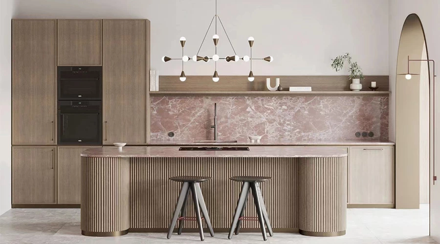 Vertical Grain Wood Cabinetry with Shaker Doors