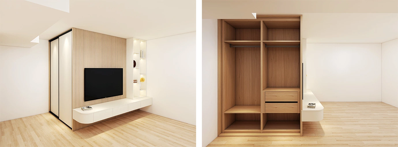 A Wood-and-White Style Basement That Does It all