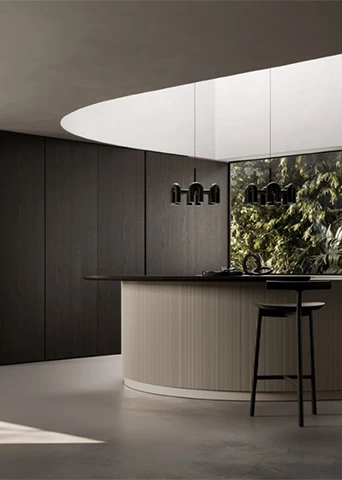 Modern Kitchen Cabinet with Arc Center Island
