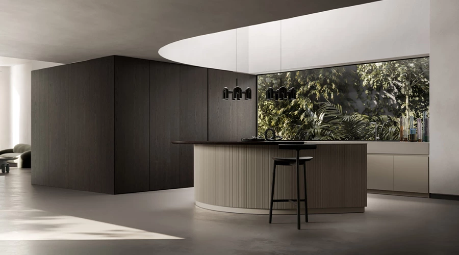 Modern Kitchen Cabinet with Arc Center Island