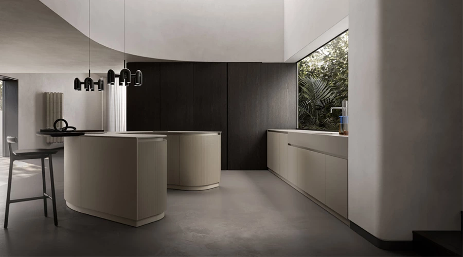 Modern Kitchen Cabinet with Arc Center Island