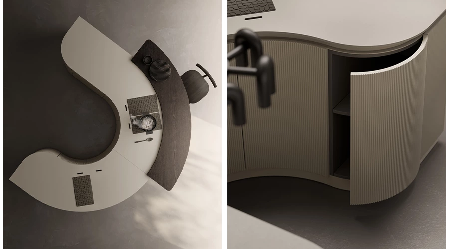 Modern Kitchen Cabinet with Arc Center Island