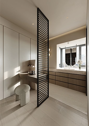 Modern Bathroom Vanity with Integrated Sink and Floating Dresser